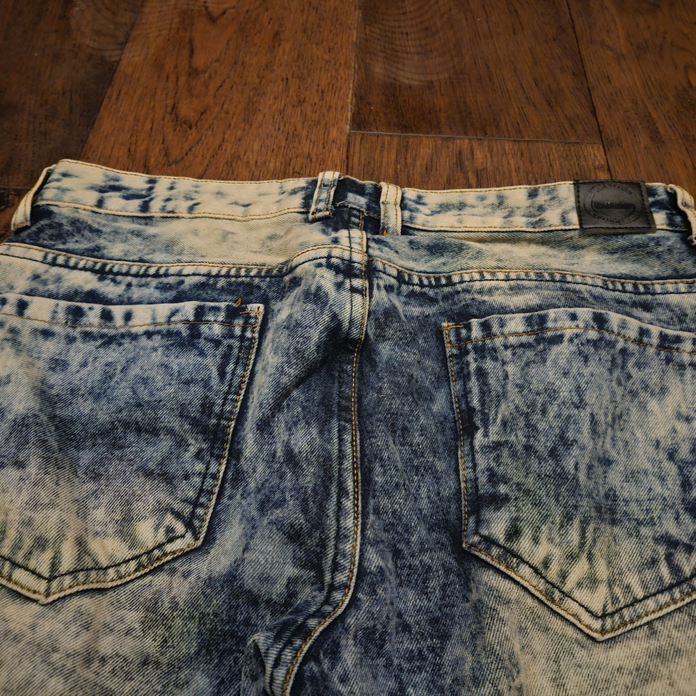 Trill Nation Skinny Jeans Ribbed Acid Wash Zipper Swag Men's Size 34W See Pics. - Picture 6 of 14
